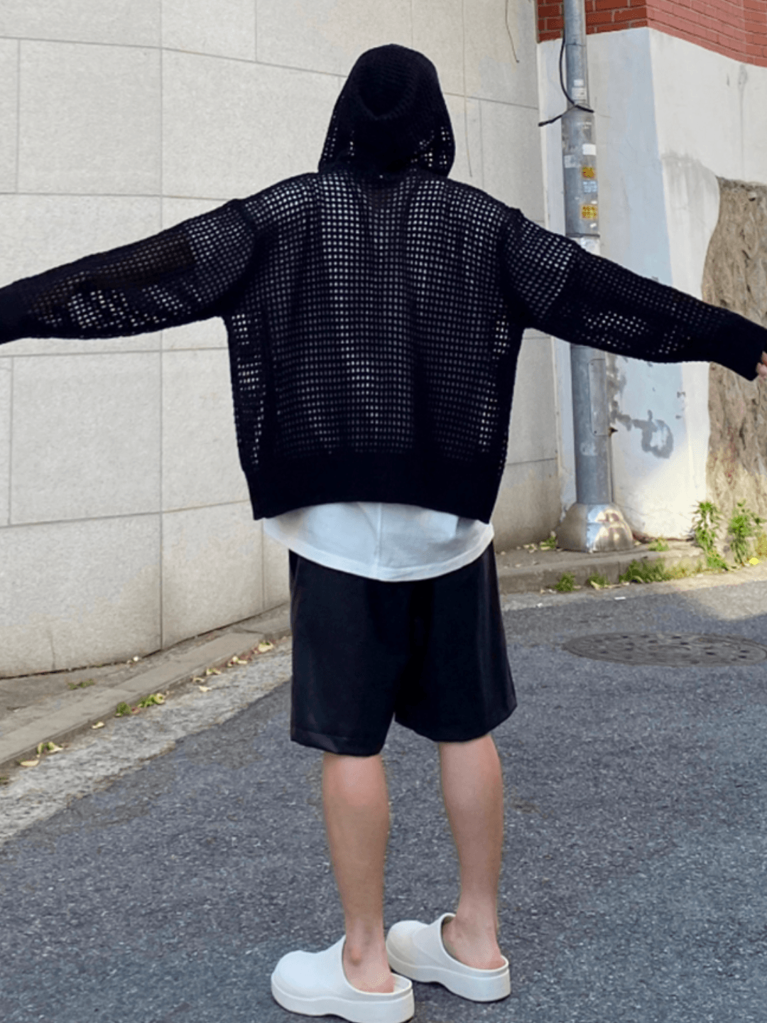 Trendy mesh hoodie st1204