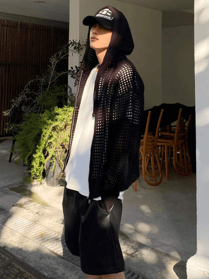 Trendy mesh hoodie st1204