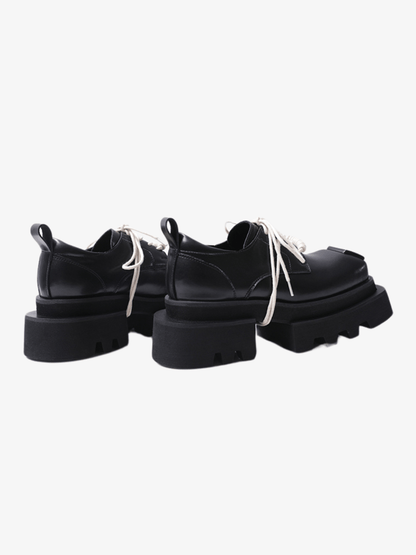 leather square head lace-up Derby shoes st1896
