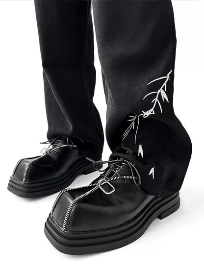 Square head leather shoes st2123