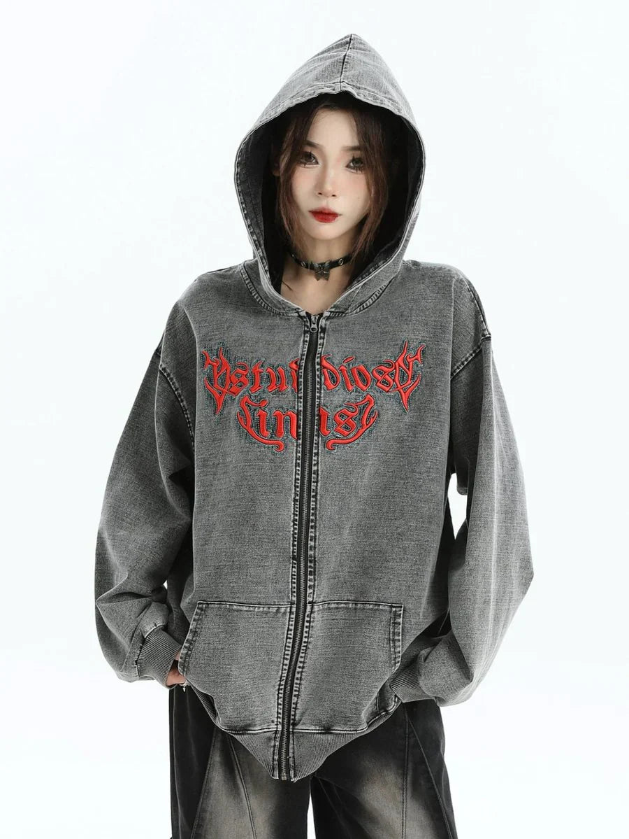[INSstudios] GOTHIC LETTER LOGO DENIM JACKET ST1248