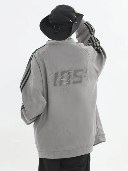 [INSstudios] STRIPED CASUAL ZIPPER JACKET ST1196