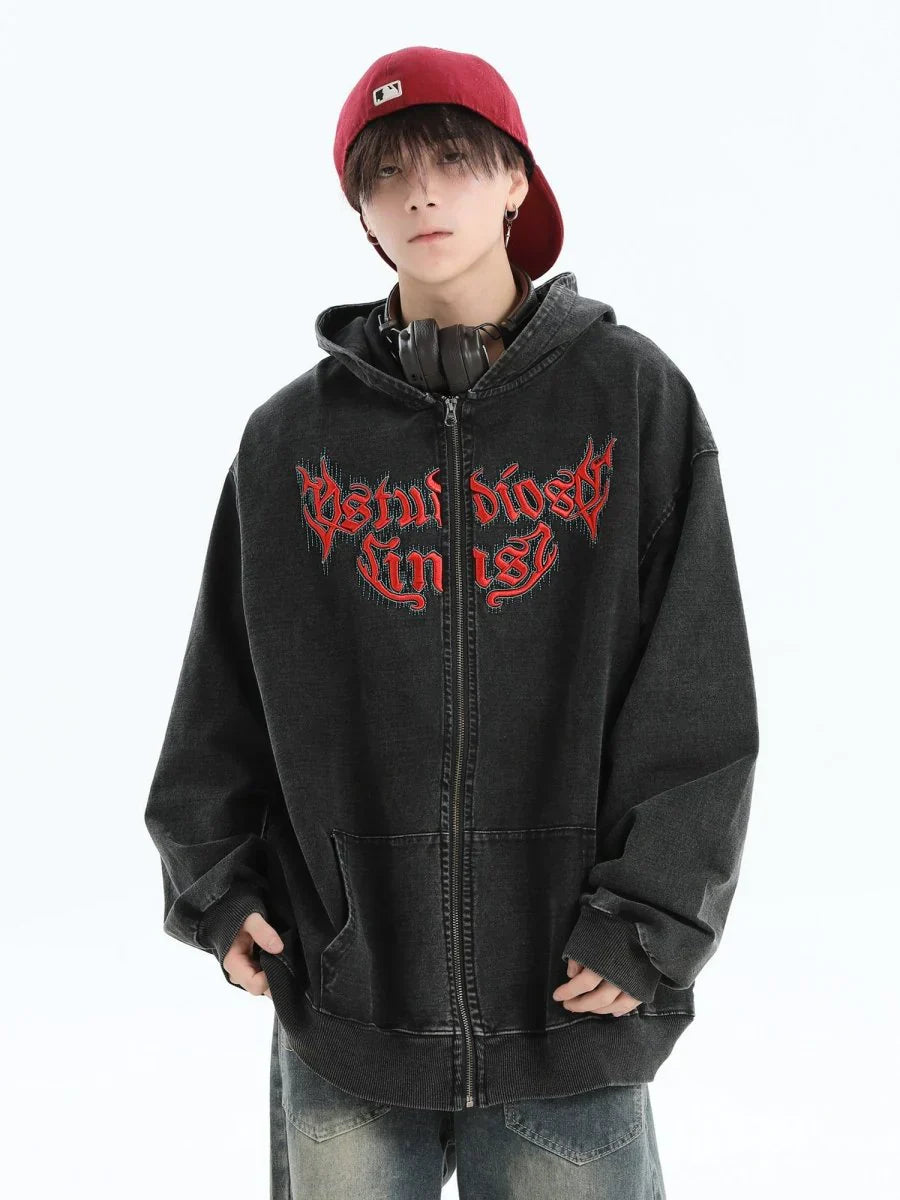 [INSstudios] GOTHIC LETTER LOGO DENIM JACKET ST1248