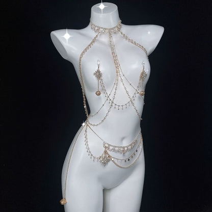Star Muse breast chain strawberry clip puppy butterfly multi-layer rhinestone waist chain female m body chain