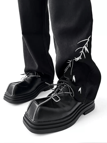 Square head leather shoes st2123
