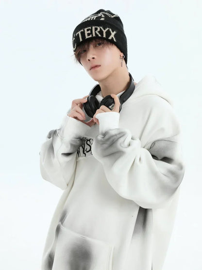 [INSstudios] SPRAY PAINT LOGO LOOSE HOODIE ST1199