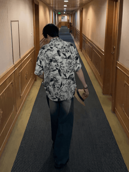 [JM HOMME] Tide Printed Short-sleeved Shirt st1747