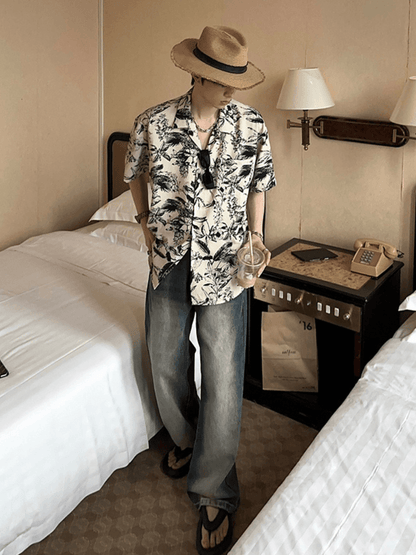 [JM HOMME] Tide Printed Short-sleeved Shirt st1747