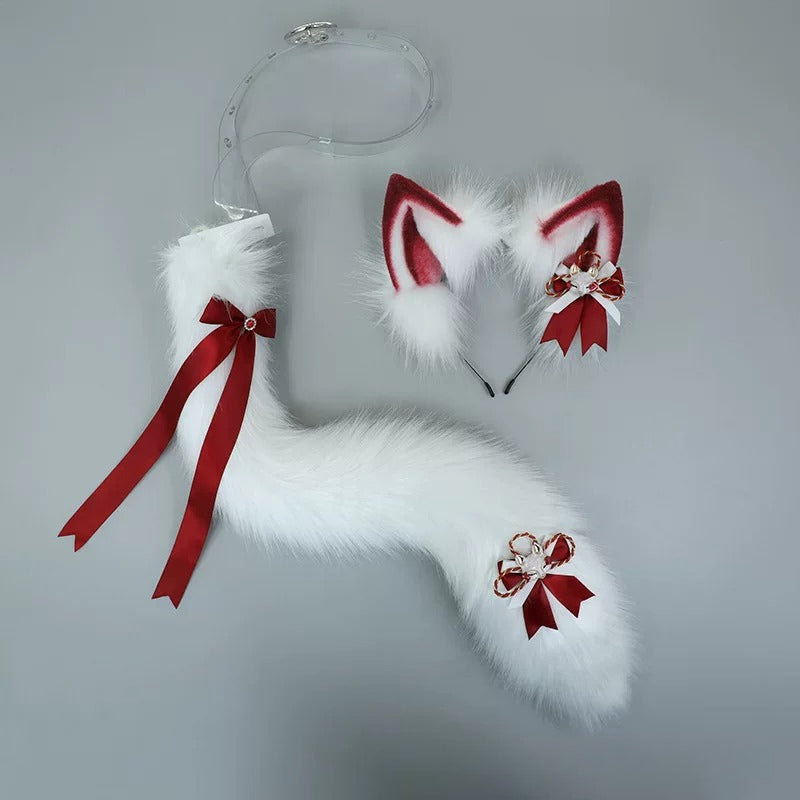 Dahe Shenhu cos fox ears headband plush fox tail set handmade simulation beast ear headdress beast tail