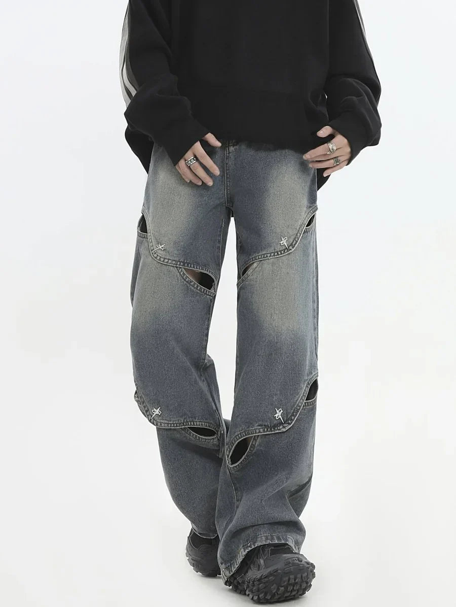 [INSstudios] METAL HOLE BREAKING JEANS ST1231