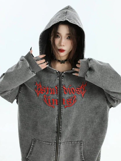 [INSstudios] GOTHIC LETTER LOGO DENIM JACKET ST1248