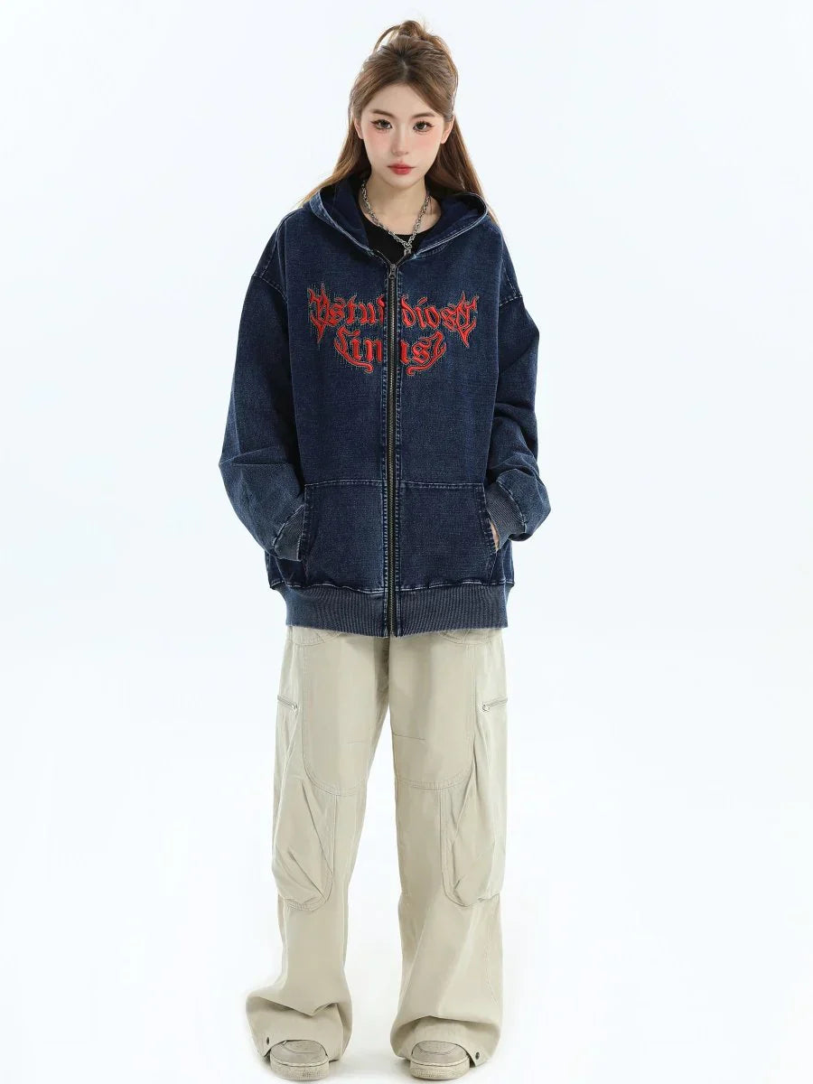 [INSstudios] GOTHIC LETTER LOGO DENIM JACKET ST1248