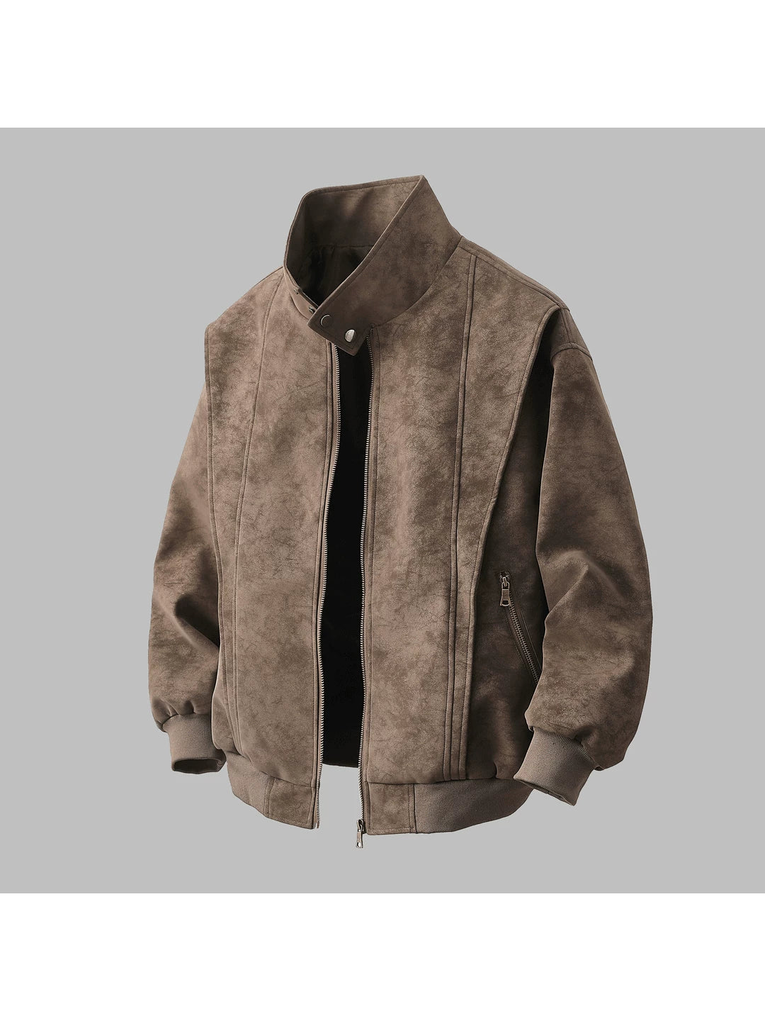 Jacket men's and women's spring and autumn new American retro stand-up collar loose Maillard washed cotton leather jacket