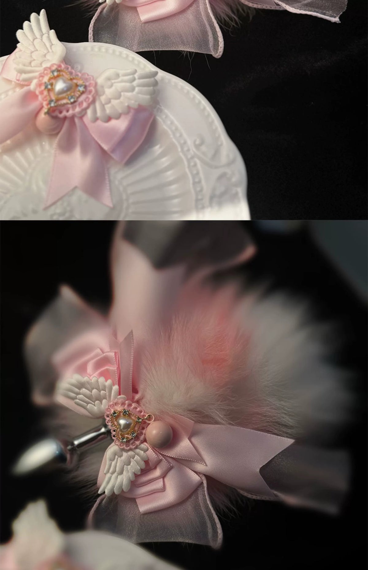 Love velvet 12cm short tail wings bow water bell