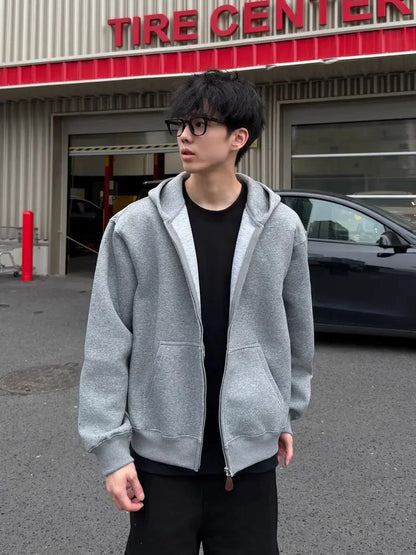 Autumn and winter heavy American design sense casual hooded sweater casual versatile couple jacket
