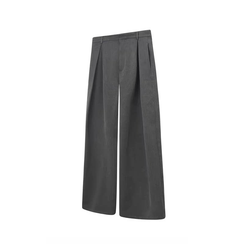 South Korea, spring and summer three-dimensional I-pleated A-shaped profile scimitar TR pants commuter cleanfit casual pants men and women