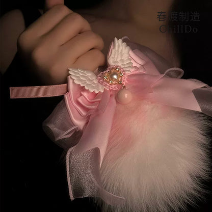 Love velvet 12cm short tail wings bow water bell