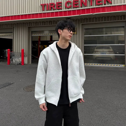Autumn and winter heavy American design sense casual hooded sweater casual versatile couple jacket