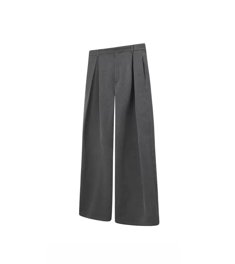South Korea, spring and summer three-dimensional I-pleated A-shaped profile scimitar TR pants commuter cleanfit casual pants men and women