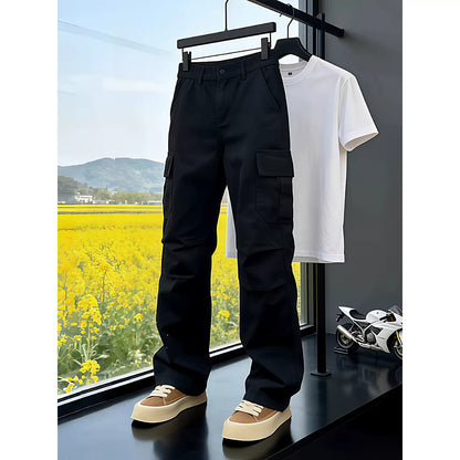 Japanese ruffian handsome wear overalls American high street trendy brand multi-pocket casual pants cleanfit loose straight-leg pants