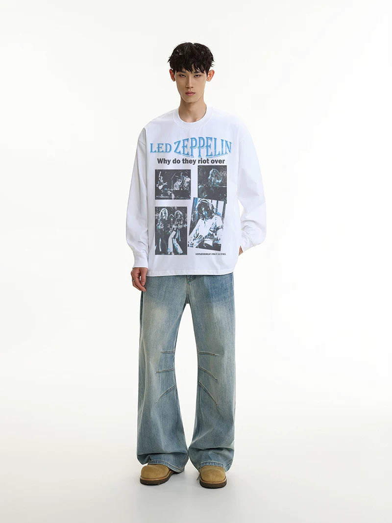 Led Zeppelin, band digital boxyfit long sleeve t-shirt