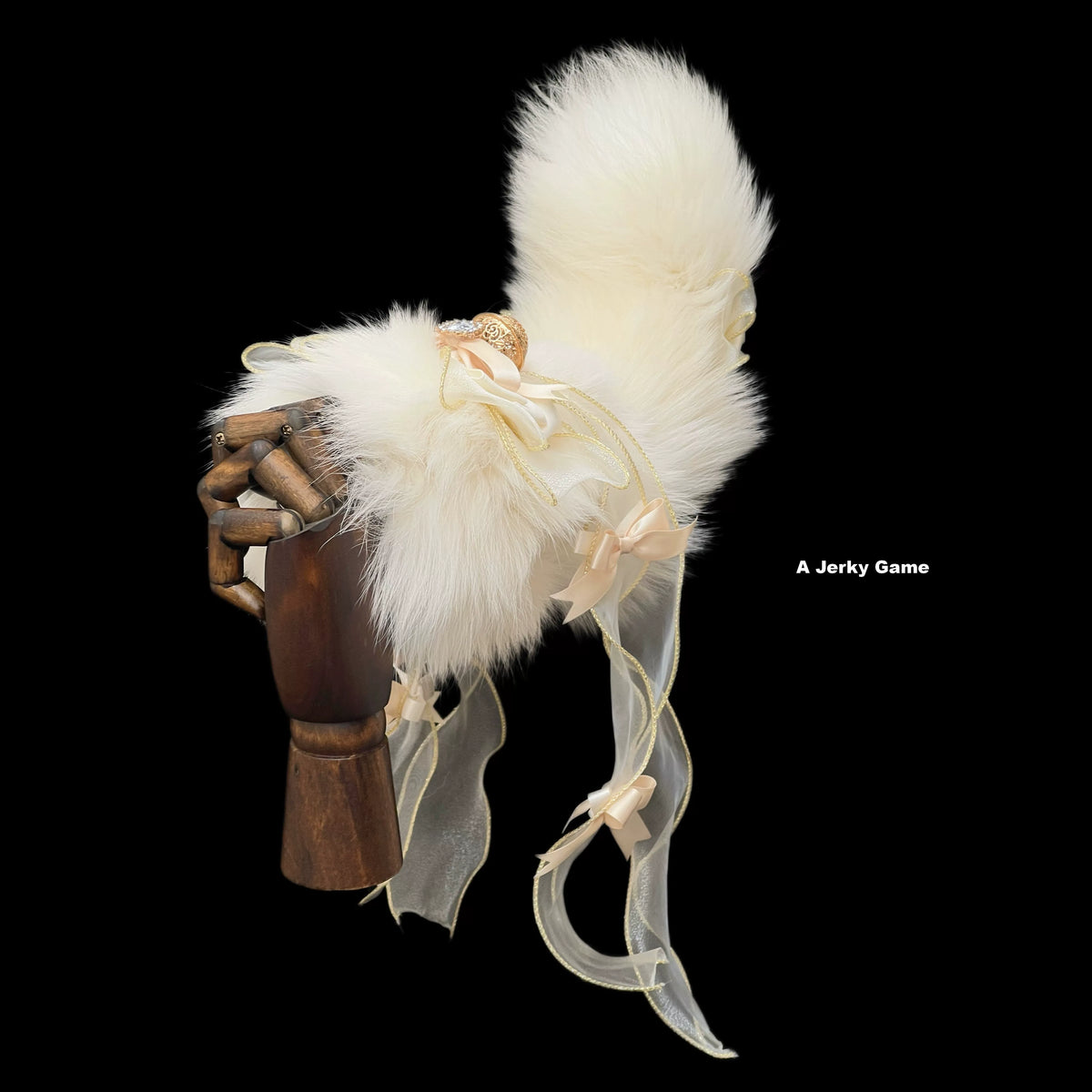 Sweet Cream Voice Actuated Pat Electric Fox Tail SM Sexy Anal Plug Bow Bell Ring