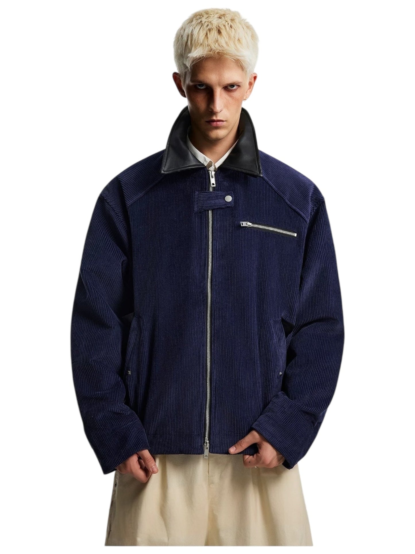 [OV] CORDUROY LEATHER-COLLAR JACKET st5050