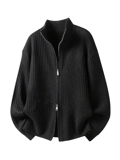 Old Qian Feng stand-up collar with wool sweater men's cardigan 2026 autumn new trendy brand knitted sweater jacket trendy brand