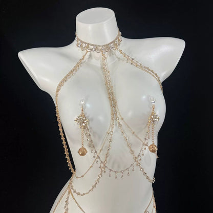 Star Muse breast chain strawberry clip puppy butterfly multi-layer rhinestone waist chain female m body chain