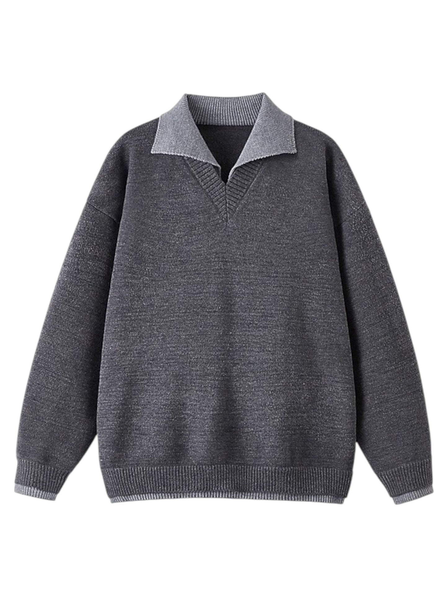 [W.K] CONTRAST-COLLAR POLO KNIT ST5055