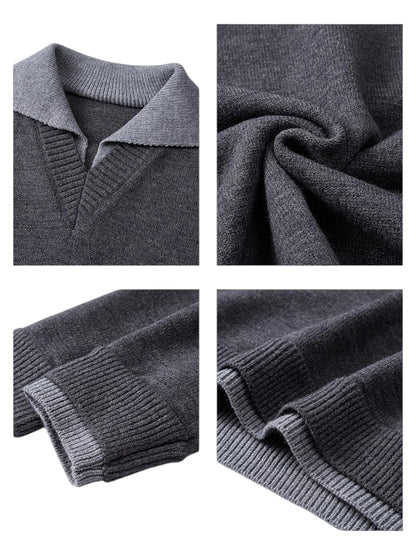 [W.K] CONTRAST-COLLAR POLO KNIT ST5055