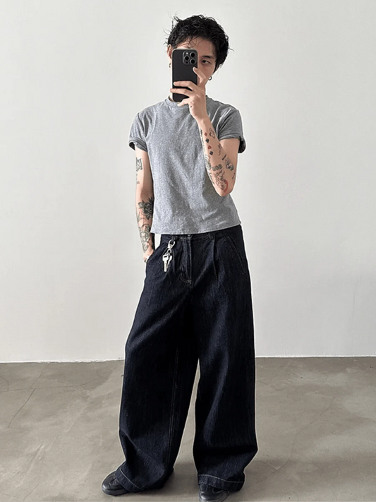 [GENESISBOY] 100% Cotton Wash Wide Leg Jeans st1840