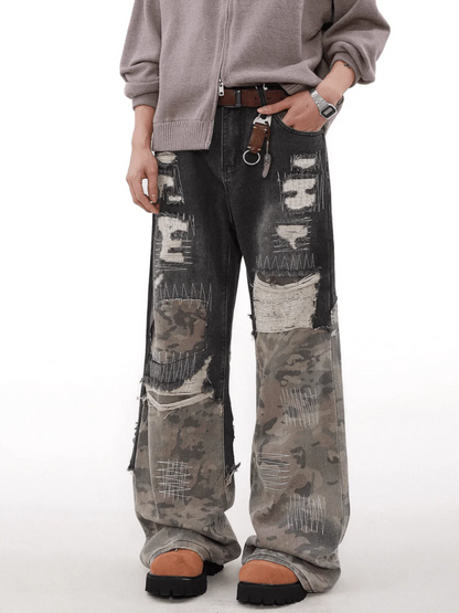 [MRNEARLY] camouflage loose straight jeans st1848