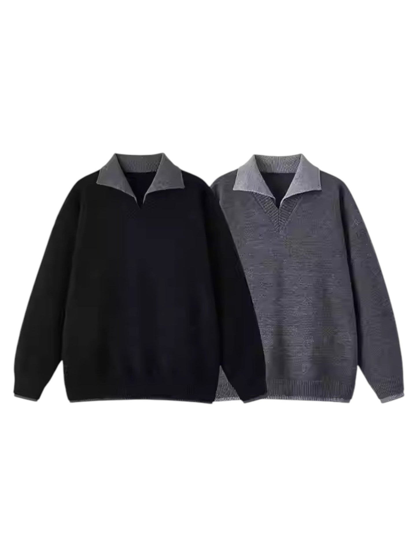 [W.K] CONTRAST-COLLAR POLO KNIT ST5055